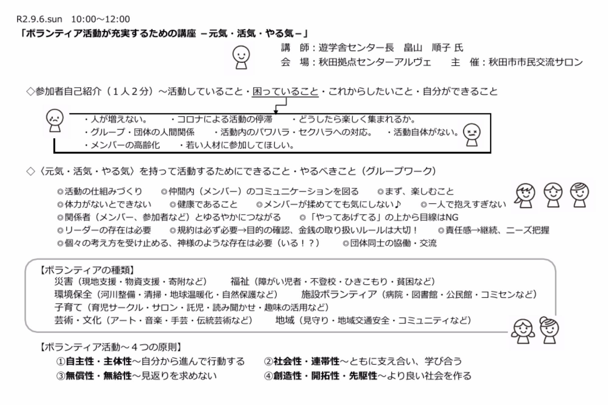 ボランティア活動が充実するための講座 元気 活気 やる気 を開催しました 秋田拠点センターalve
